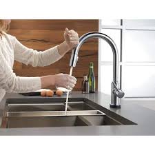 delta trinsic 9159t ar dst single handle pull down kitchen faucet with touch2o technology arctic stainless
