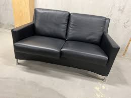 leolux 2 seater sofa black leather