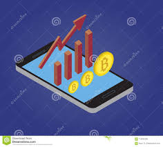Bitcoin Growth Chart Smartphone 1 Stock Vector