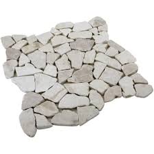 white stone mosaic pebble floor