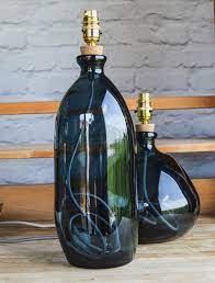 Blue Glass Bottle Lamp