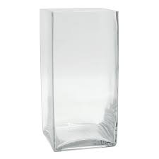 Clear Glass Square Vase 10