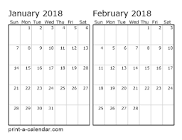 2018 Two Months Per Page Printable Calendar Organizing Ides