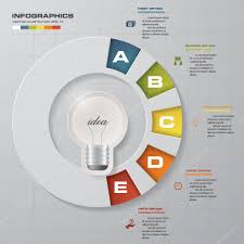 Design Business Chart 5 Steps Diagram In Light Bulb Shape