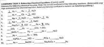 Learning Task 5 Balancing Chemical