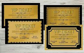 Personalised Vip Ticket Black Gold Birthday Invitations