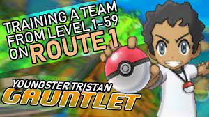 411 - The Youngster Tristan Gauntlet - Training a Team to Level 59 on Route  1 ONLY - YouTube