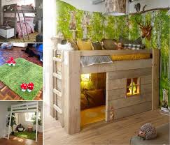 creative forest themed kids bedroom and