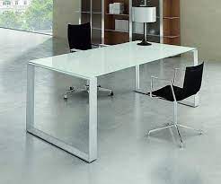 mystique white glass executive desk