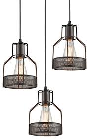 Industrial Kitchen Wire Cage Pendant Lighting 3 Light Oil Rubbed Bronze Industrial Kitchen Island Lighting By Ecopower Light