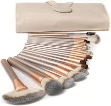 cosmetic brush set with leather bag