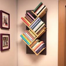 wooden wall floating book shelves
