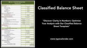 Free Printable Classified Balance Sheet