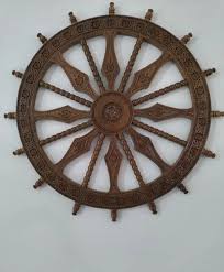 Carved Wooden Konark Wheel For Wall Hanging