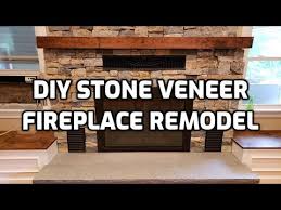 stone veneer fireplace remodel diy