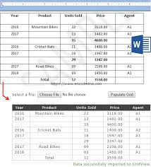import data from ms word tables to a