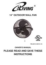 Iliving 14 Outdoor Wall Fan Owner S Manual