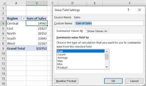 how to use pivot table field settings