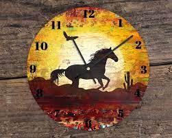 Wall Clocks Free Spirit Horse Running