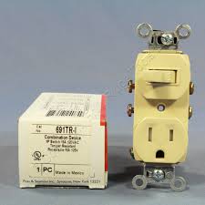 P&S Light Almond Combo Toggle Light Switch Receptacle NEMA 5-15R 15A 691-LA  Box