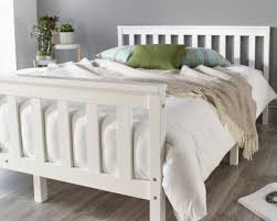solid wood white bed frame single to