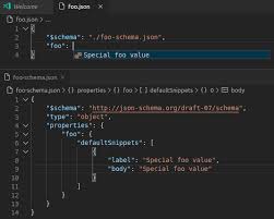 json editing in visual studio code