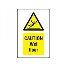 caution wet floor symbol and text