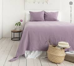 Light Lilac Linen Bedspread Lavender