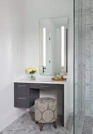 gray floating makeup vanity with gl