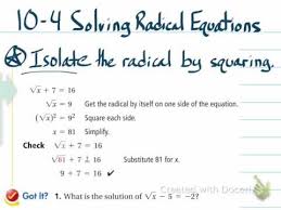 10 4 Solving Radical Equations