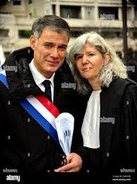 Olivier Faure and Lawyer Dominique Beyreuther-Minkov - Magistrates, lawyers  and court clerks gathered outside the Ministry of Economy and Finance, to  demand dignified means for justice, in Paris, France, on Wednesday December