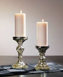 pillar candle holder silver mercury