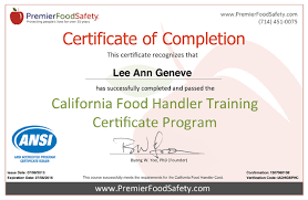 california food handler certificate