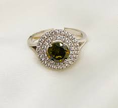 belgium silver with green cz ring