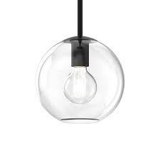 Aria 8 Clear Glass Globe Pendant Light Matte Black Finish Modern Design Lc005094