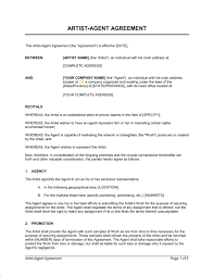Artist Agent Agreement Template Word Pdf By Business