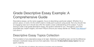grade descriptive essay exle a