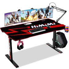 Amazon.com: Himimi Gaming Desk 60 Inch, PC Computer Desk Gaming Table T  Shaped Gamer Desk PC Workstation Computer Table with Free Mouse pad, Cup  Holder and Headphone Hook for Home Office, 60