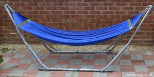 Kingcamp portable folding camping hammock bed cot with pocket & with aluminum stand 5. High Grade Foldable Hammock Blue Hammock With Folding Steel Stand Outdoor Indoor Portable Travel Swing Chair Bed Max Capacity 180kg Amazon Co Uk Garden Outdoors