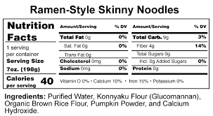 shirataki noodles nutrition facts