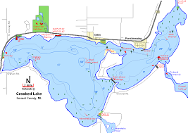 Crooked Lake Map Fishing Boating Inland Waterway Michigan