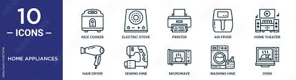 Home Appliances Outline Icon Set