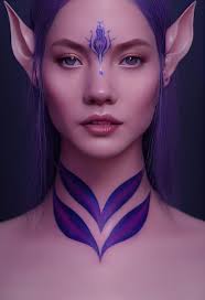 long purple hair pointy elven ears