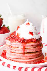 strawberry pancakes dance around the