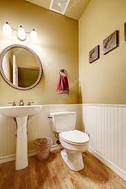 Small Bathroom With White Wall Trim