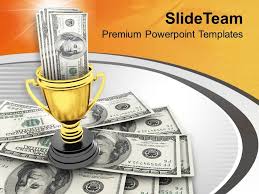 Winner Trophy And Award Money Powerpoint Templates Ppt