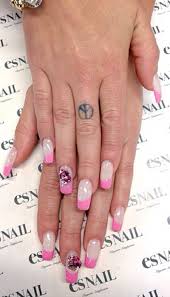 pink french manicure jewels nails