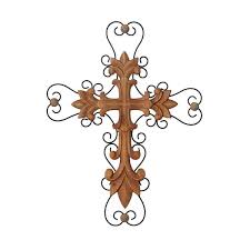 Brown Carved Cross Cross Wall Decor