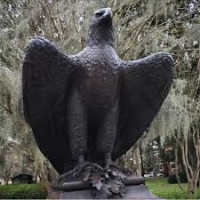 Standing Bronze Bald Eagle Statue