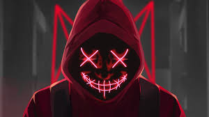 1920x1080 red mask neon eyes 4k laptop